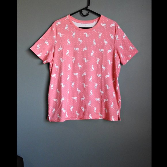 Kim Rogers Tops - 2 for $11 | KIM ROGERS | Crew Neck Short Sleeve Top, Women's Large, Flamingo